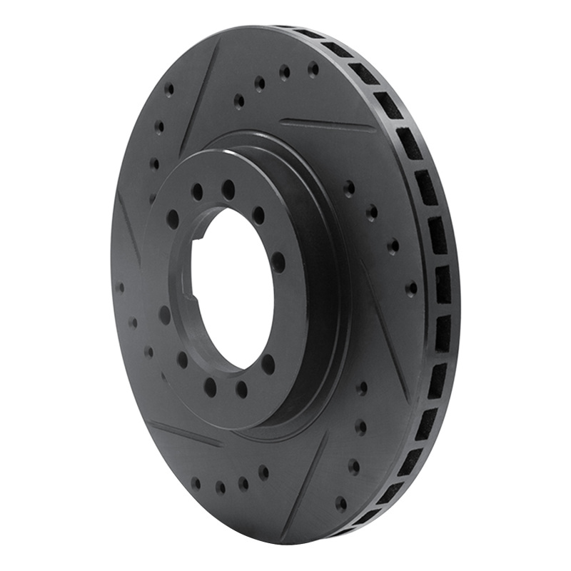 Mitsubishi Montero Sport Brake Rotor (1) - Front Left - R1 Concepts - Drilled & Slotted - Black - `90-`04